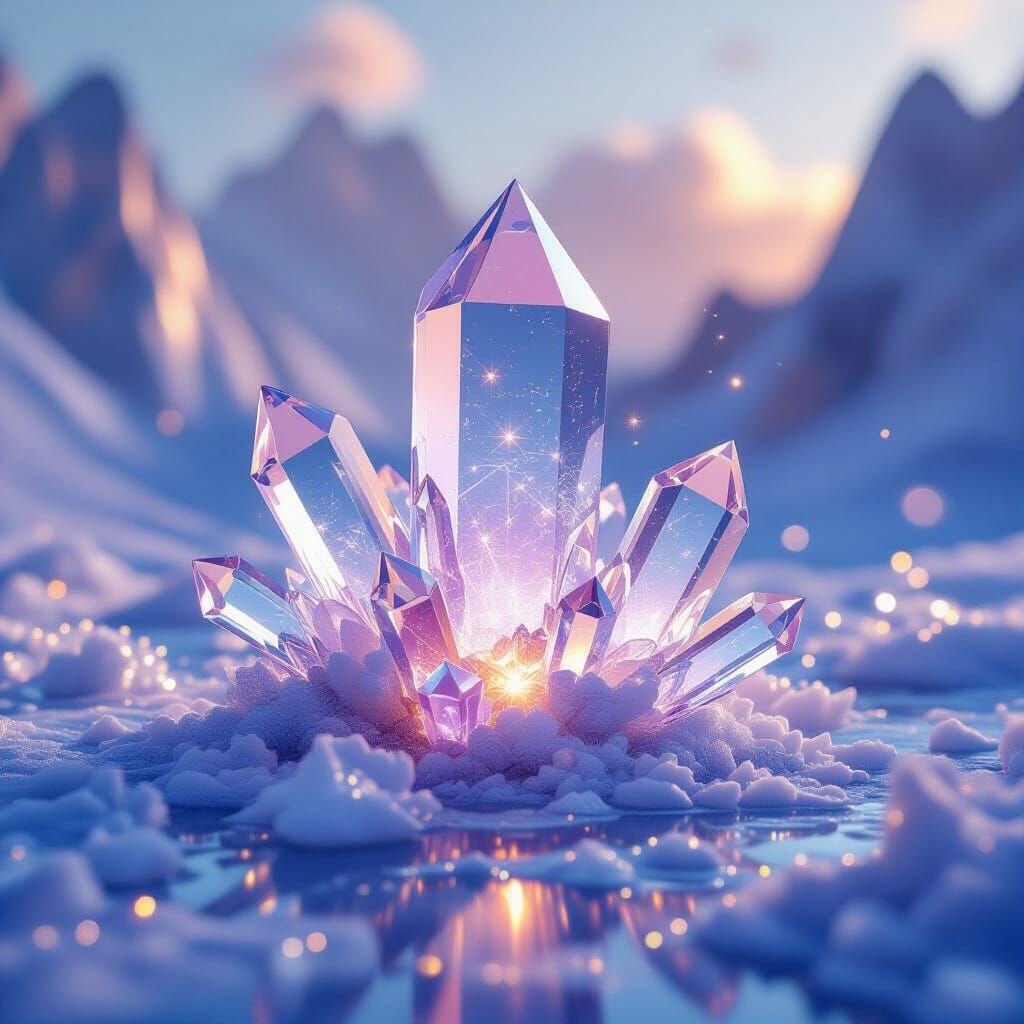 Crystallization Point: Delicate Crystals in Futuristic Style
