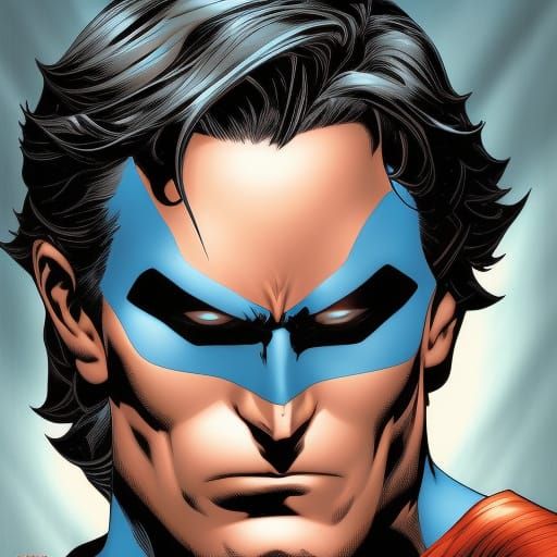 Nightwing Portrait in Comic Book Style