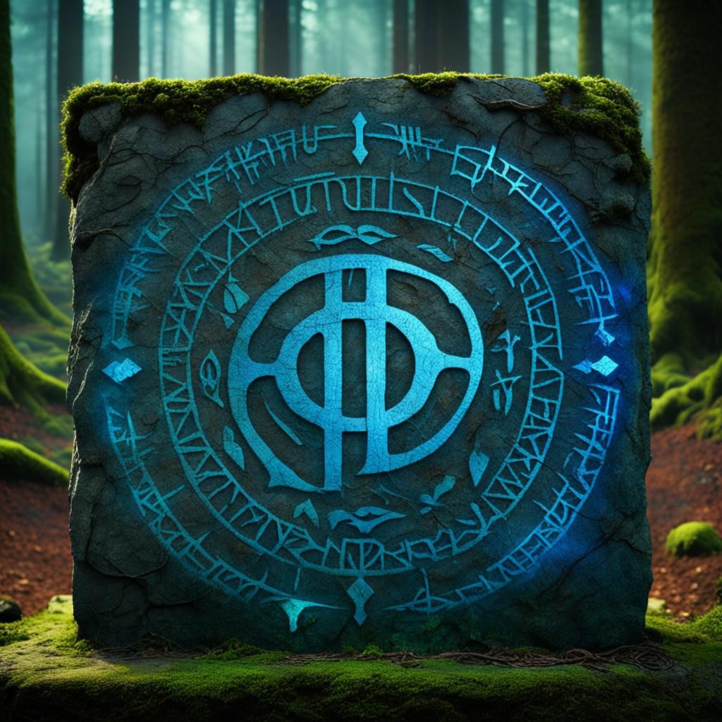 Mystical Ancient Runes on Stone Pedestal