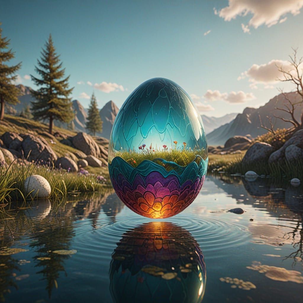 Ethereal Easter Egg in Vibrant Dreamscapes