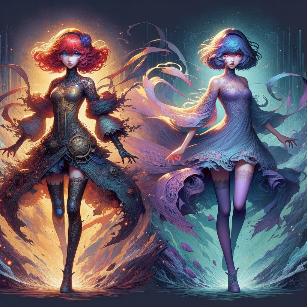 Anime Titans in Dark Fantasy Battle