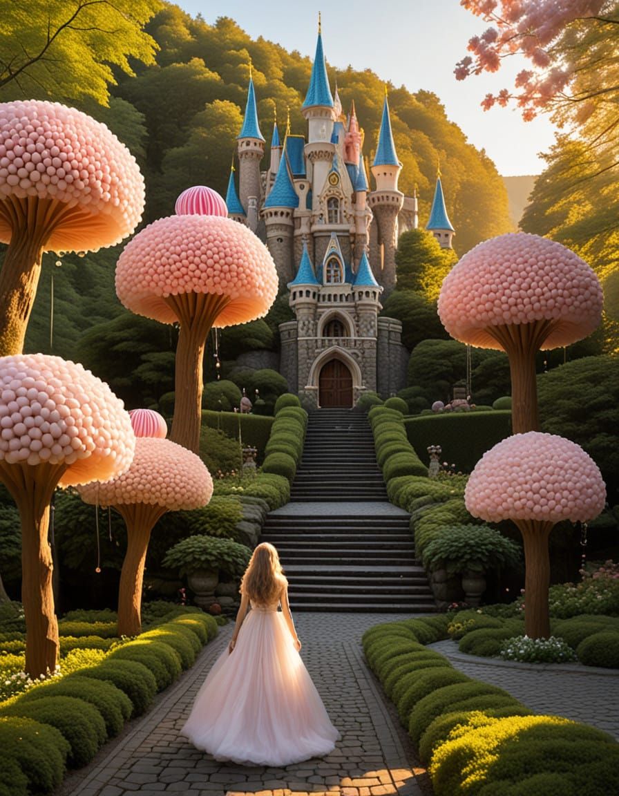 Whimsical Candy Kingdom in Vibrant Dreamlike Landscape
