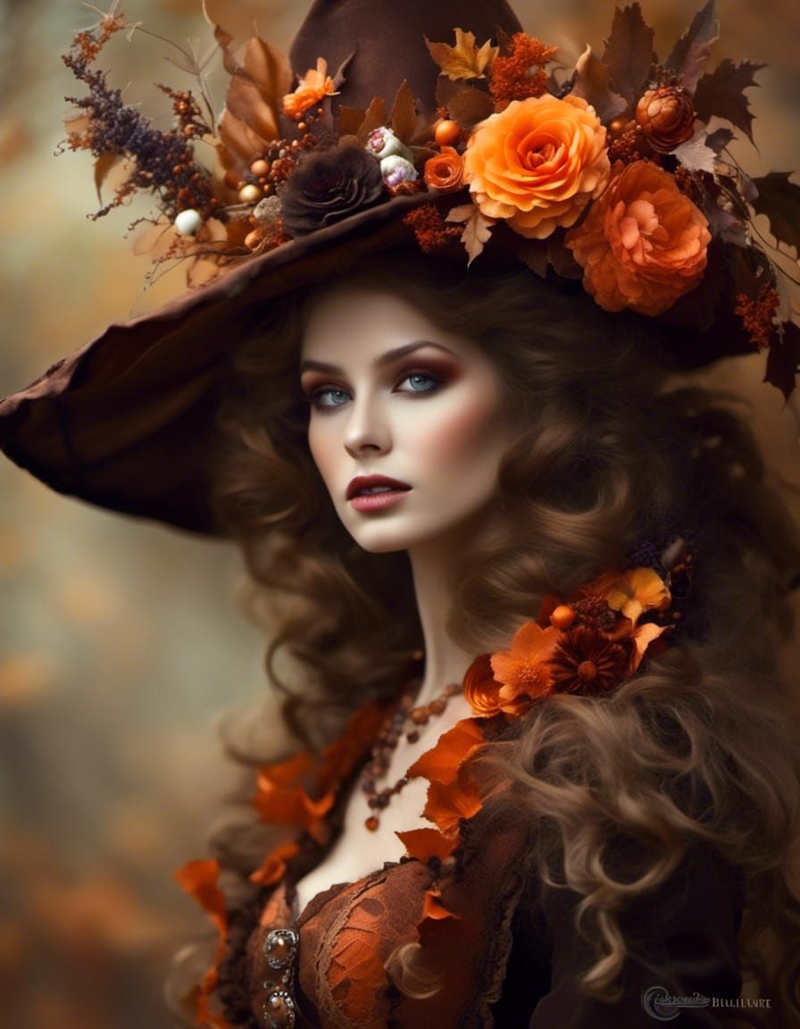 Folklore Witch in Orange Cream and Brown