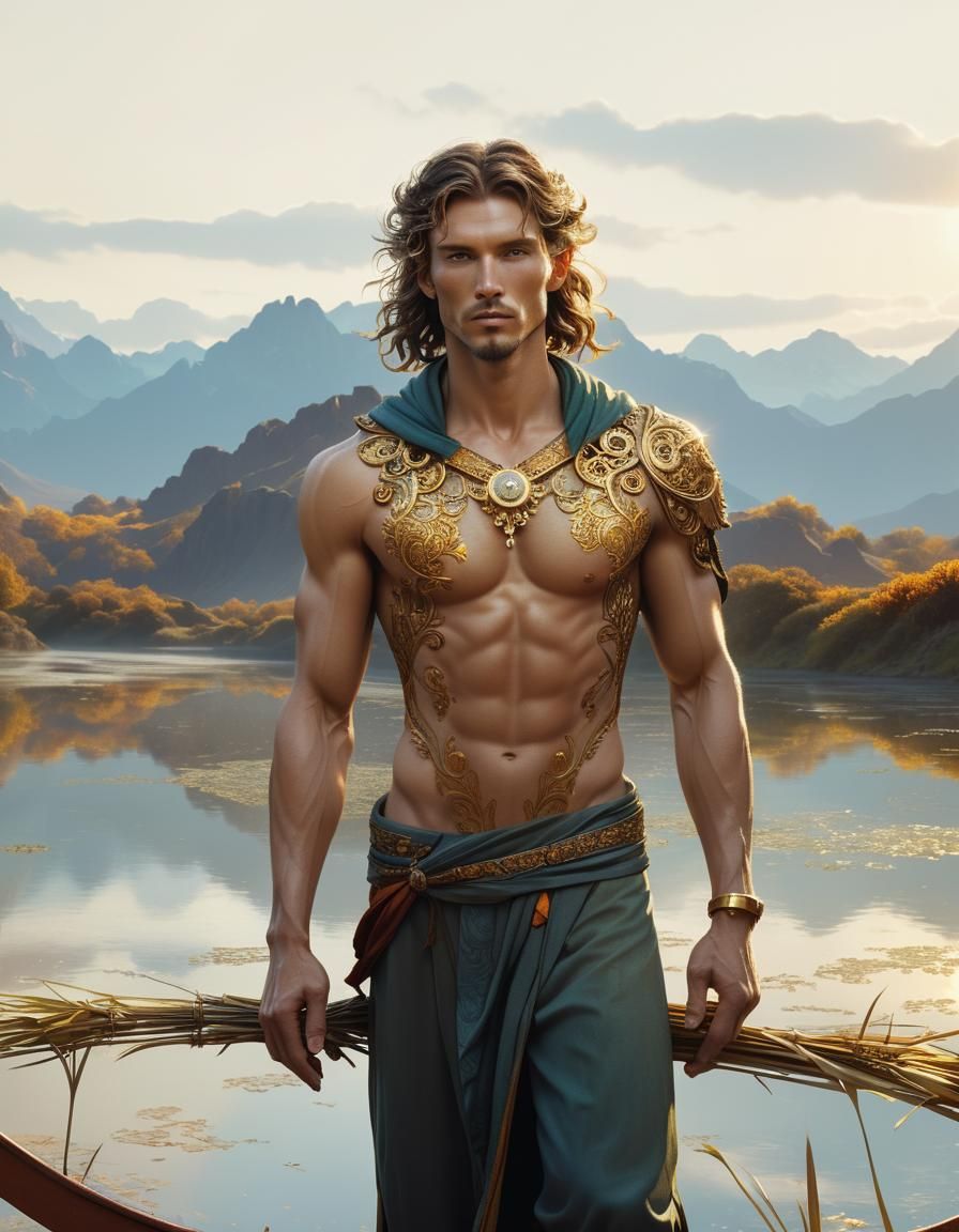 Cultivator with Golden Aura in Fantasy Art Style