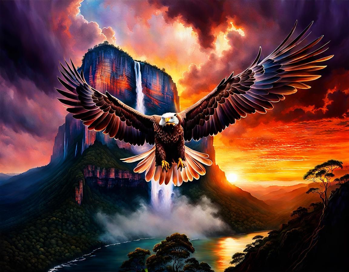 Angel Falls Sunset: Hyperrealistic Award-Winning Landscape