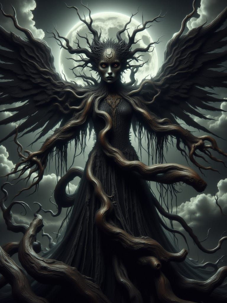Haunting Surrealist Angel in Dark Fantasy