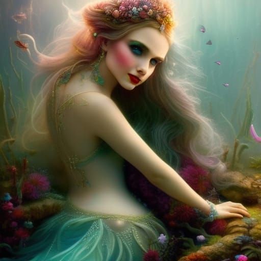 Natalie Portman as Mermaid Princess in Rococo Style