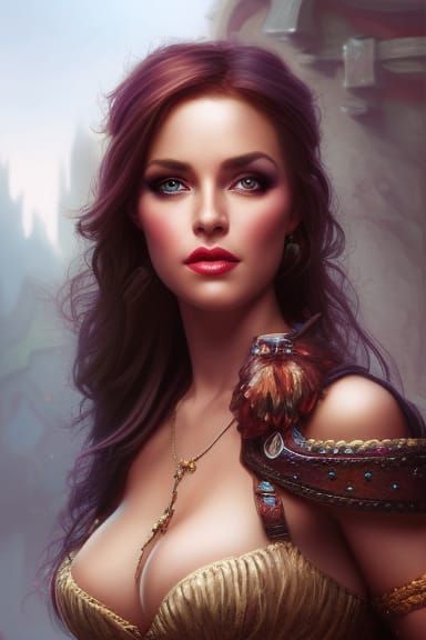 Fantasy Tavern Woman Portrait in Comic Book Style