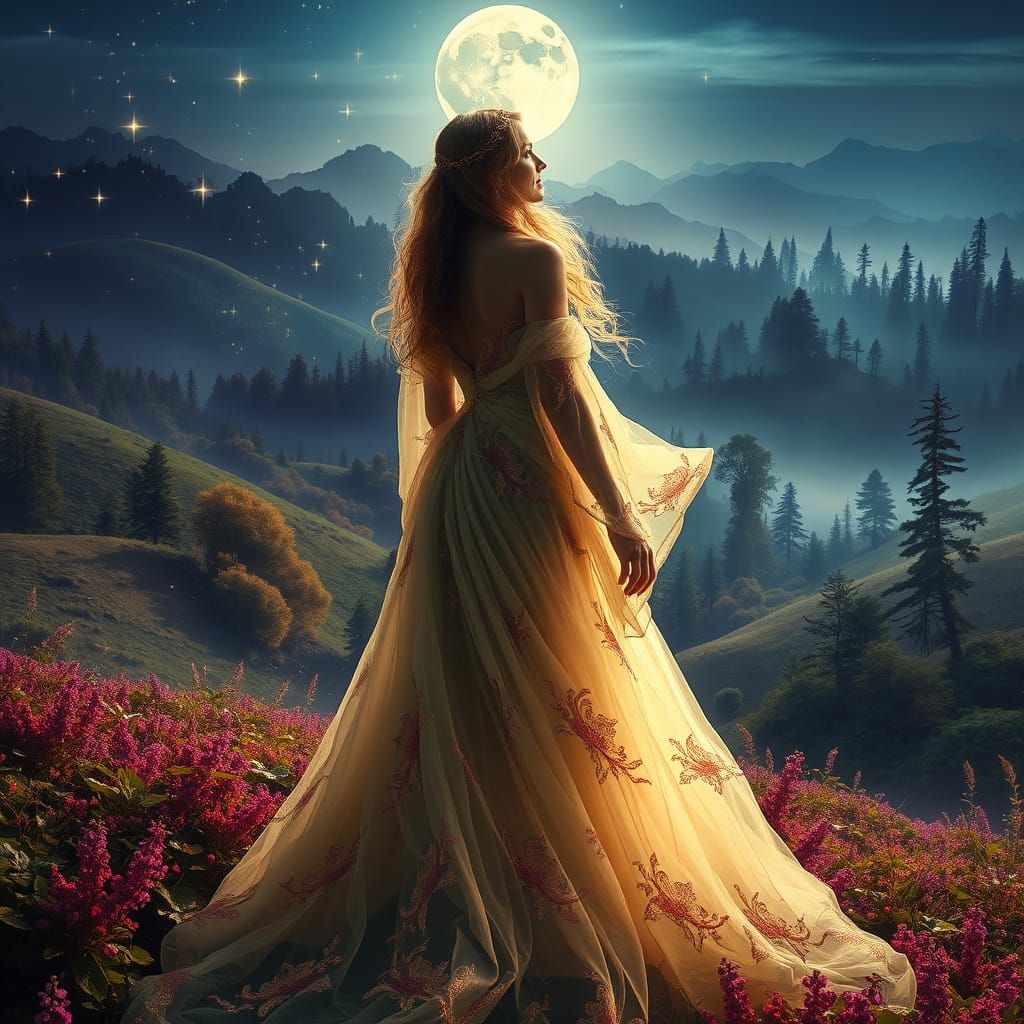 Majestic Fantasy Portrait in Dreamy Landscape