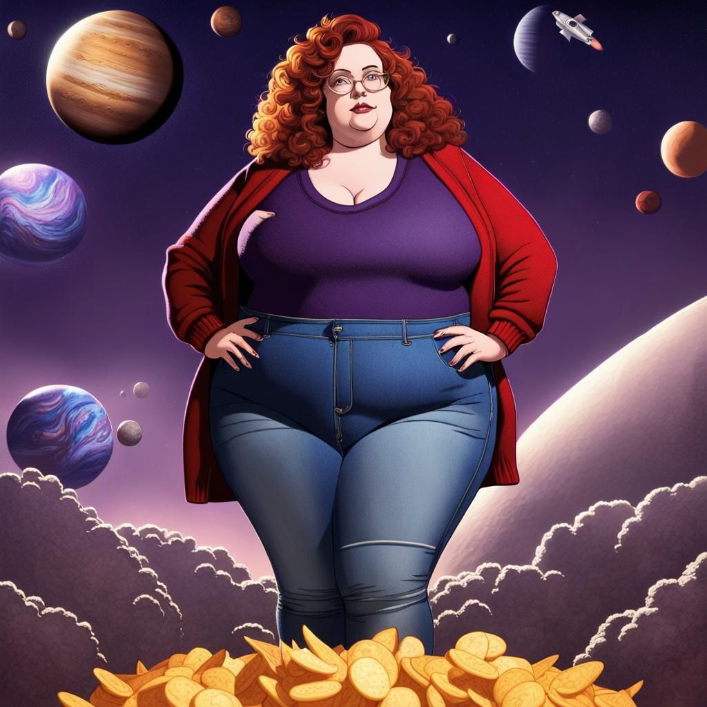 Plus Size Goddess Poses with Space Rocket