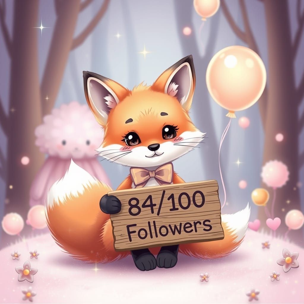 Cute Fox Celebrates Followers in Kawaii Style