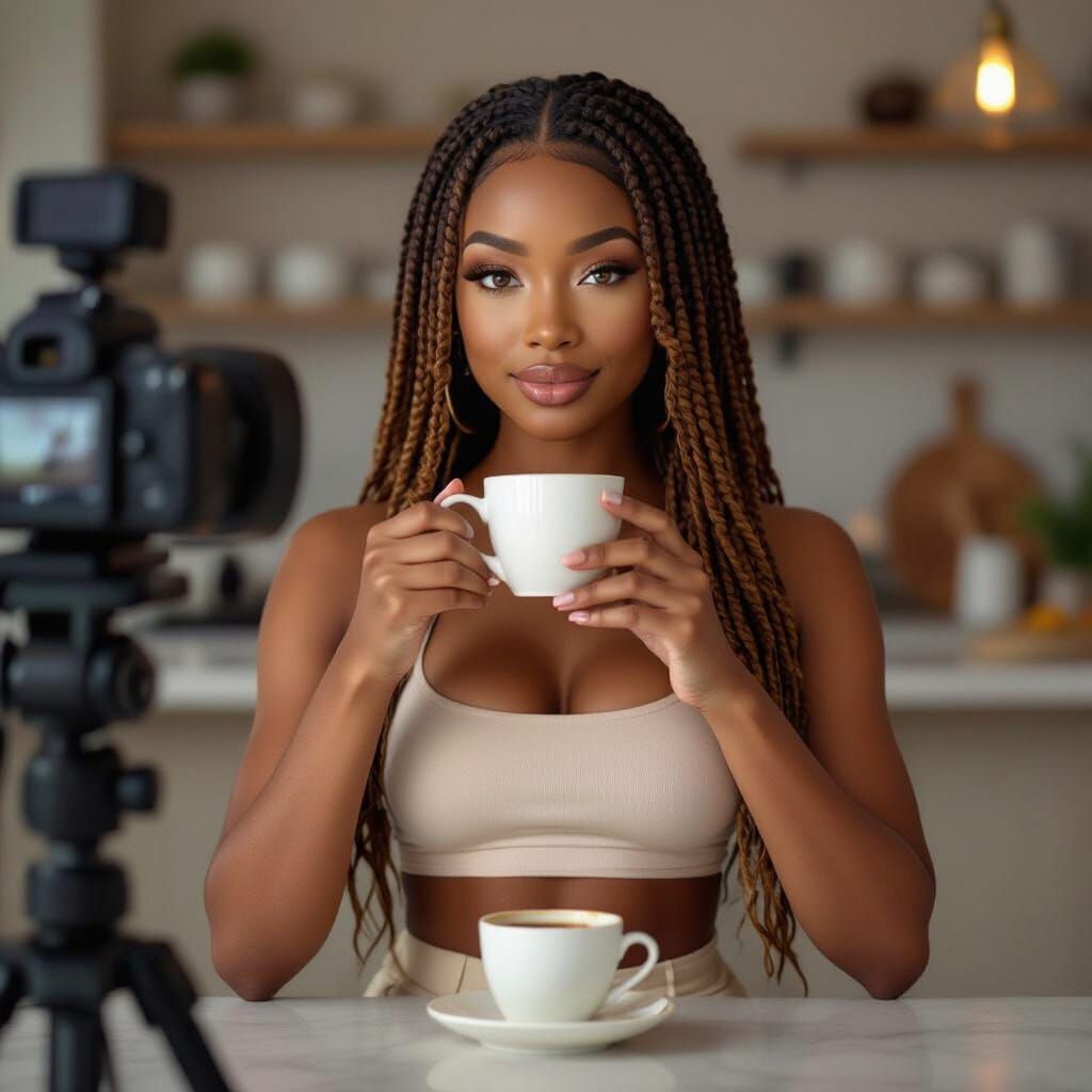 Black Woman Chef Filming Lifestyle Content