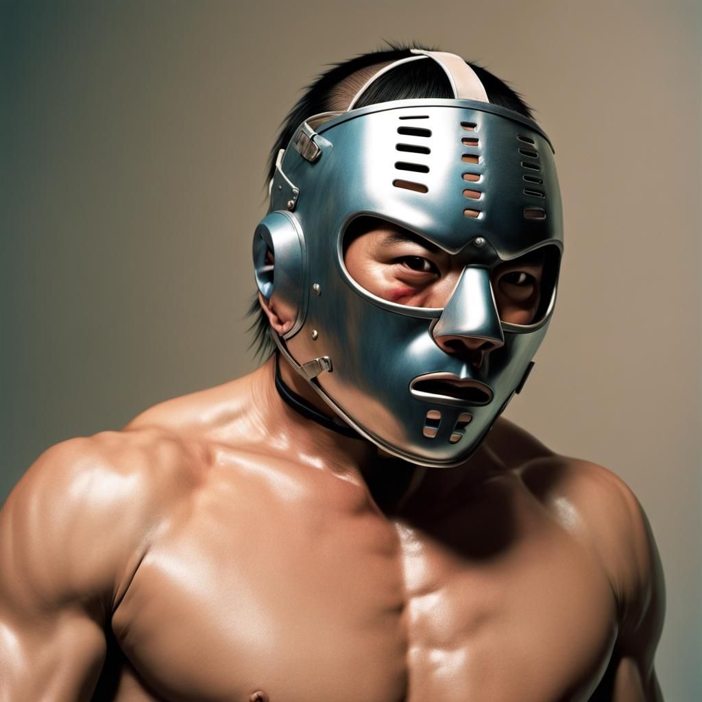 Extreme Japanese professional wrestler wearing a iron hockey mask. From parts unknown. Art style by Jim Lee, Dan Witz; m...