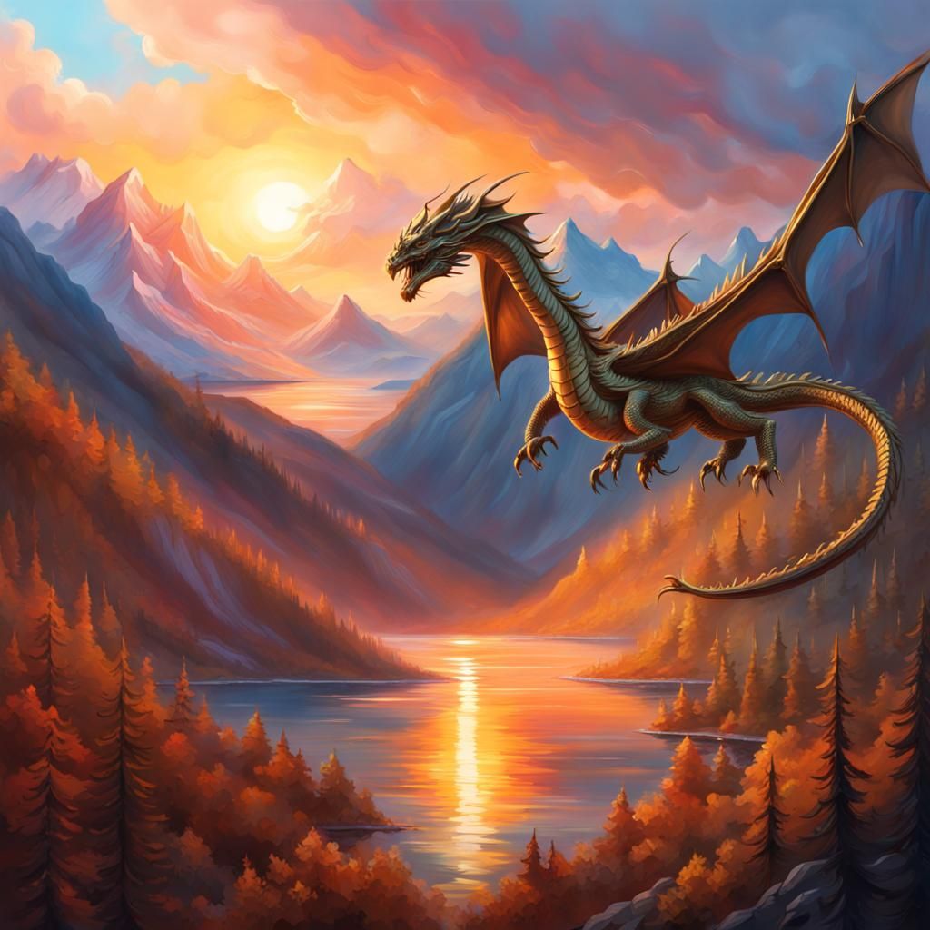 Brass Dragon Sunrise Over Crystal Lake