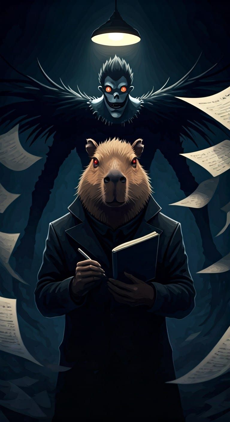 Mysterious Capybara in Dark Anime Style