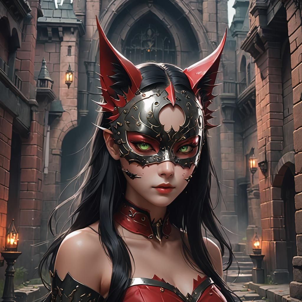 Halloween Metal Cat Mask in Anime Style