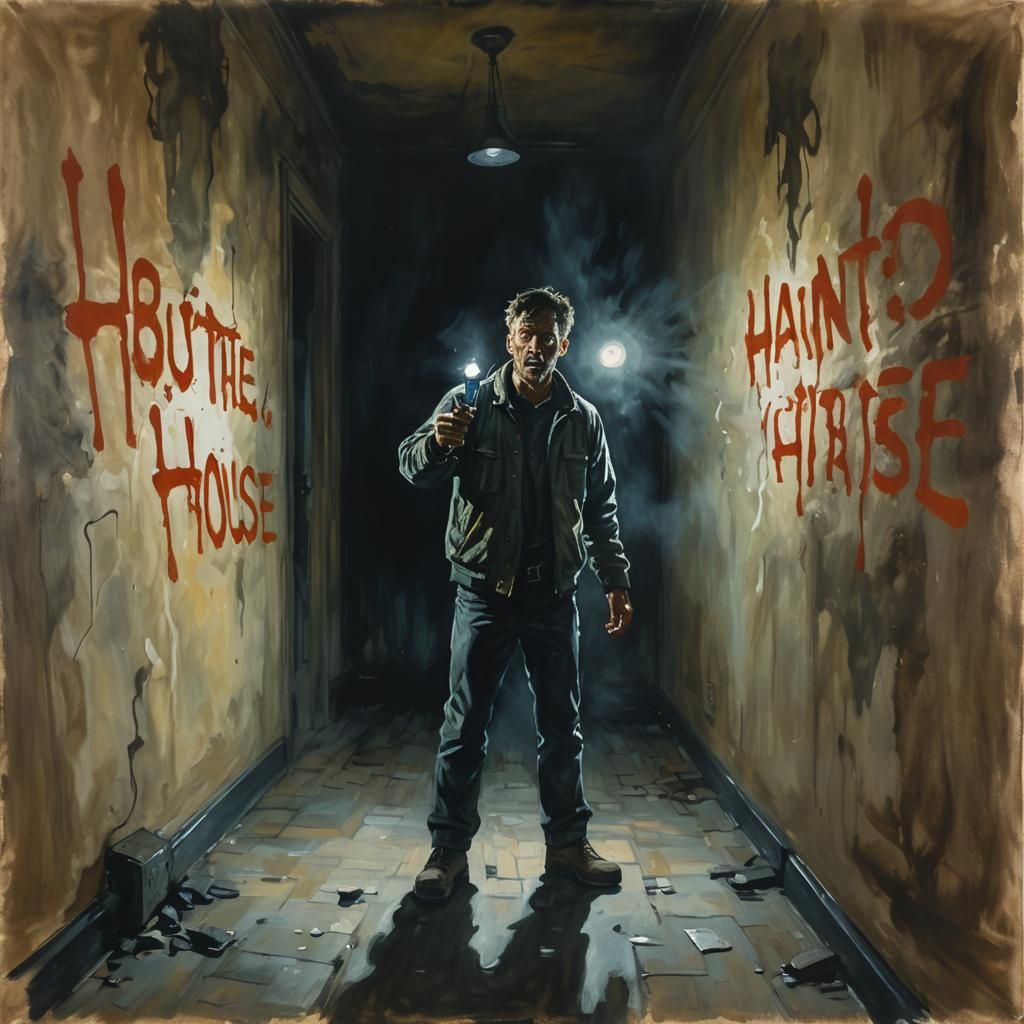 Eerie Haunted House Scene in Post-Impressionism Style