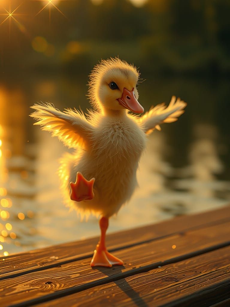 Duckling Dances at Sunset: Wildlife Photography