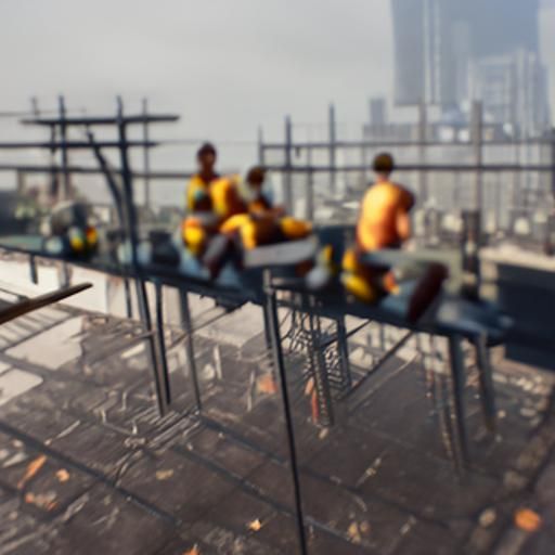 Dystopian Workers Above the City: 3D Render