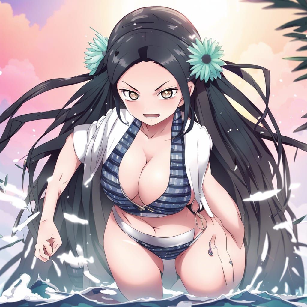 Anime Girl in Bikini, Manga Key Visual Style