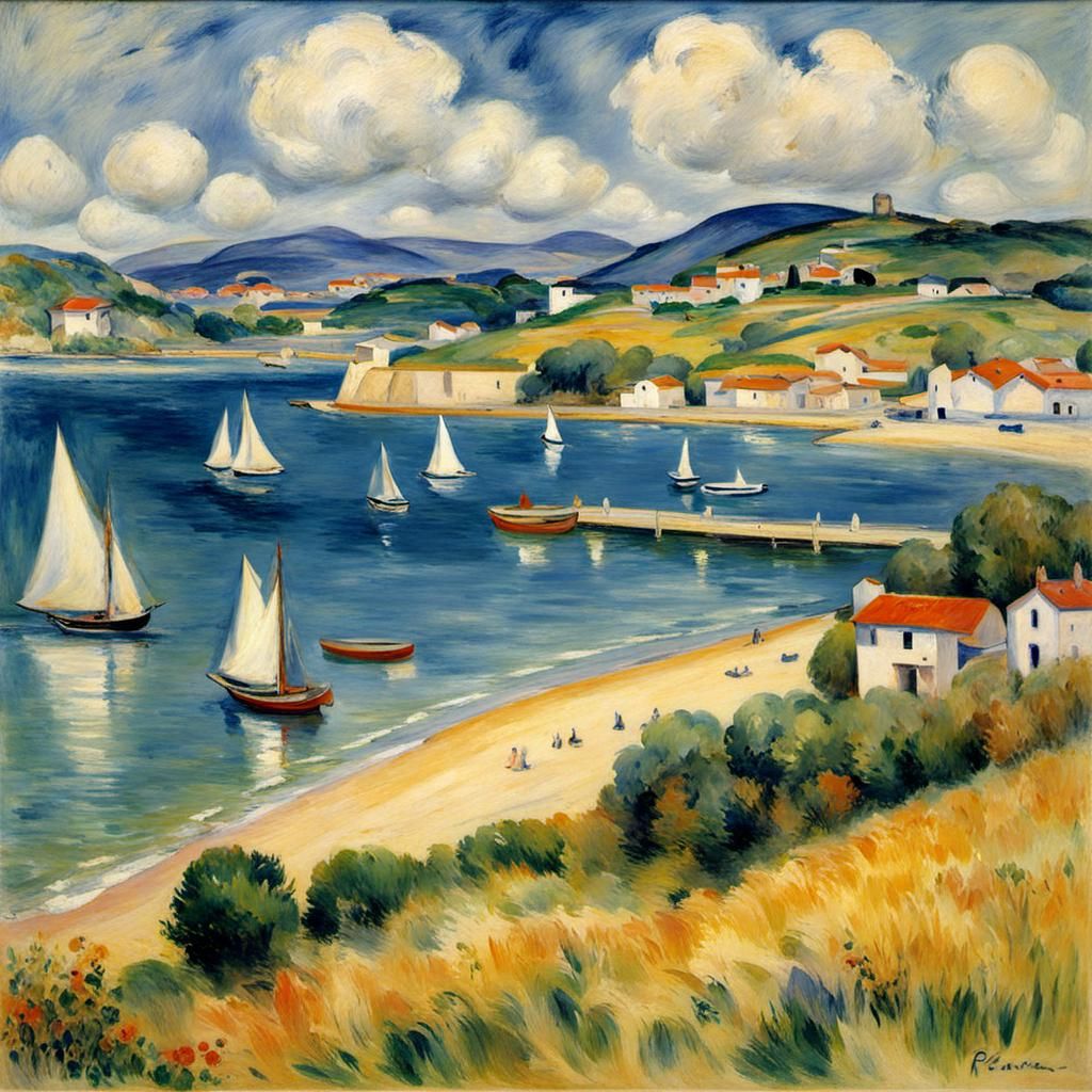 Fontarabie Fishing Port in Post-Impressionist Style
