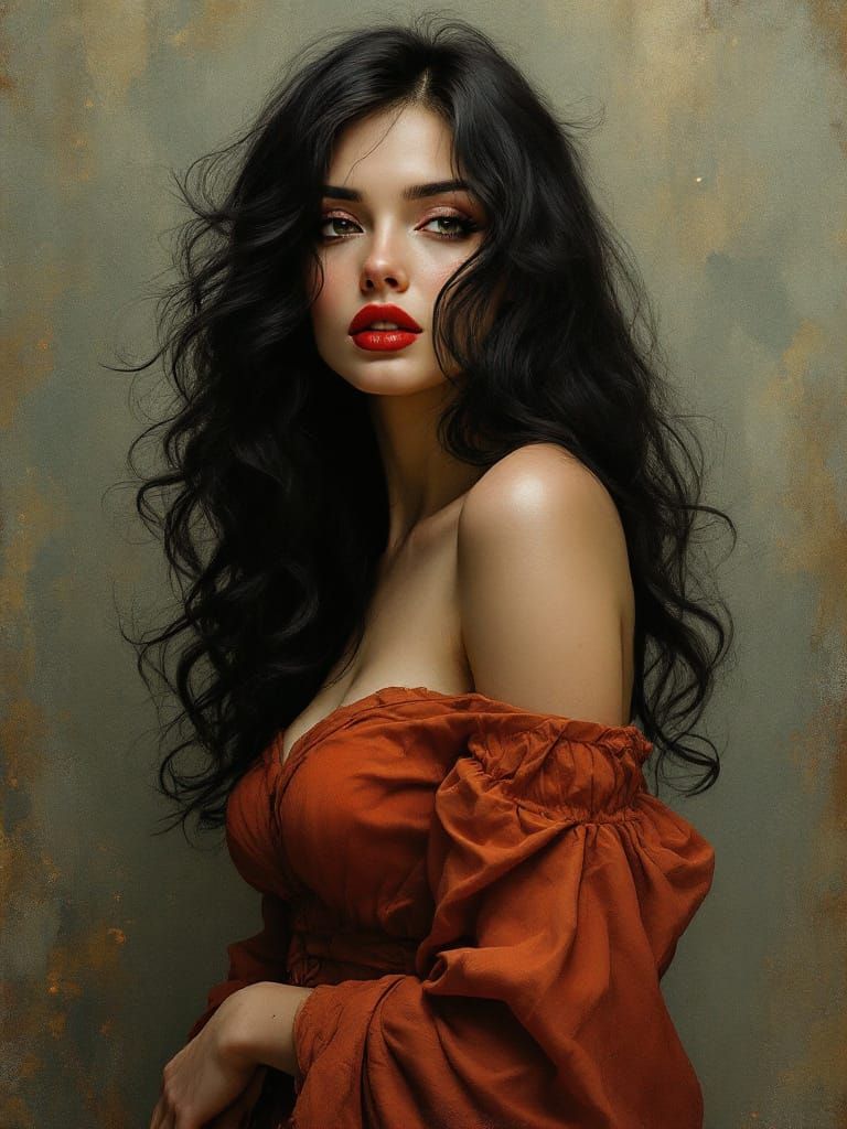 Pin-Up Woman in Tonalist Style