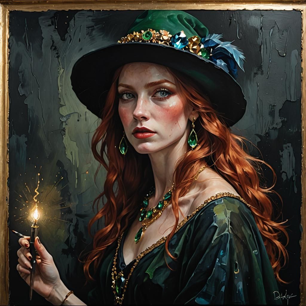 Renaissance Woman Portrait in Grunge Style