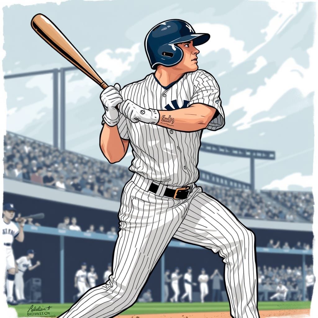 Yankees Player in Stadium: Dynamic Digital Art