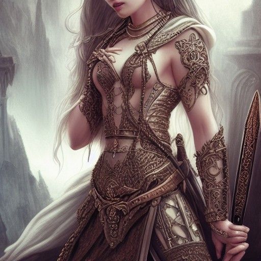 Medieval King, Queen with Sword: Digital Illustration