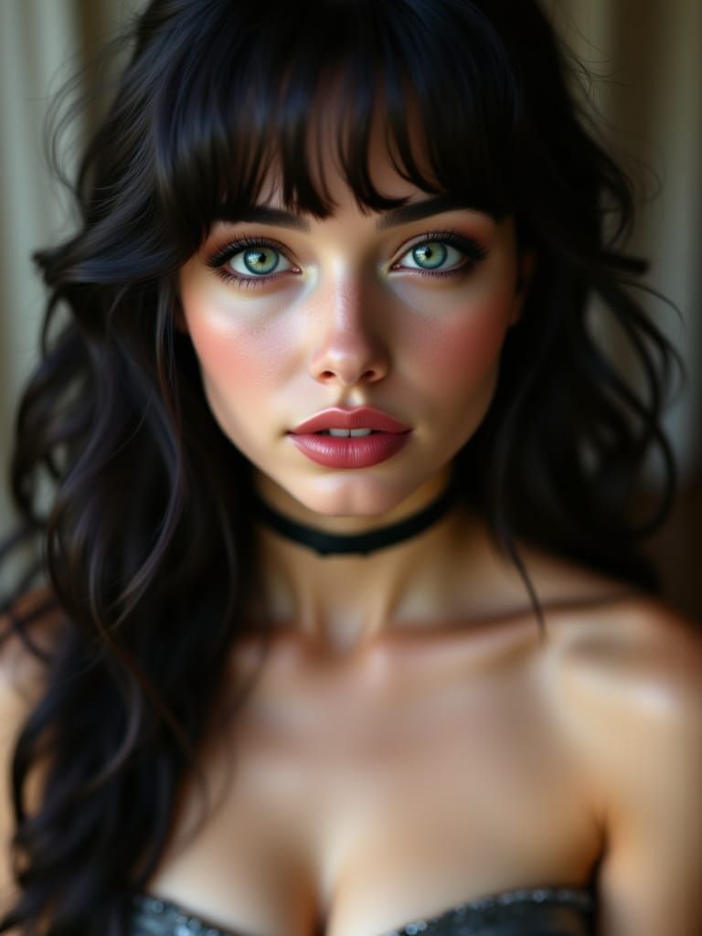 Hyperrealistic Portrait of a British Woman in Silk Top