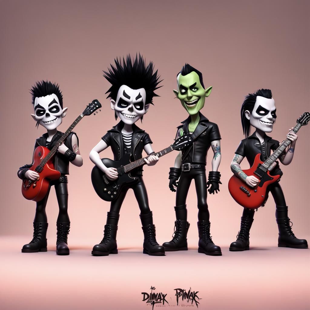 Misfits Punk Goth Bobbleheads in 3D Digital Art
