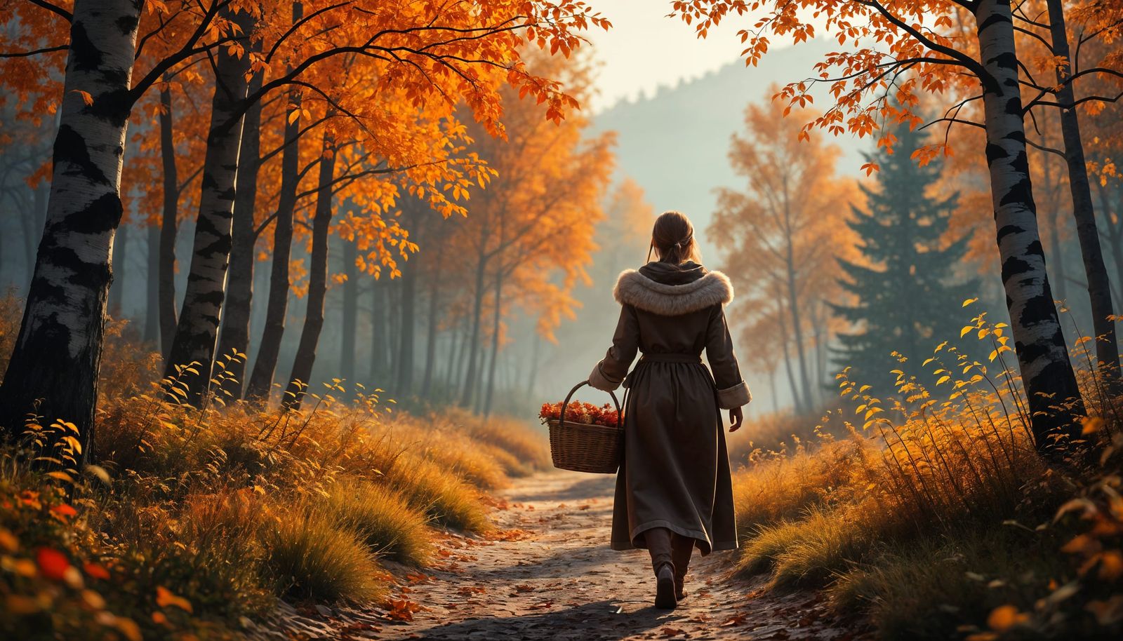Captivating Autumn Scene with Norse Woman