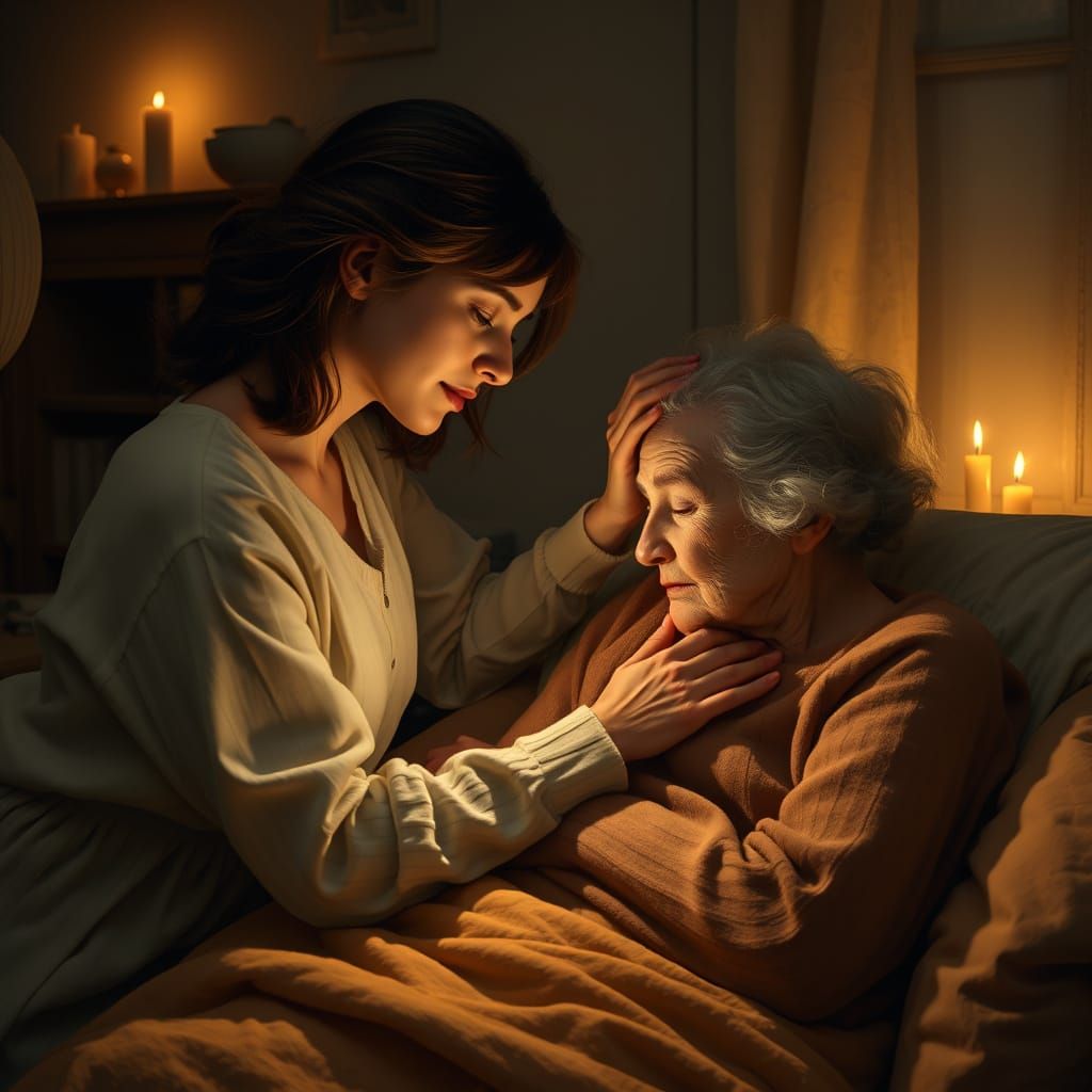 Motherly Love in Golden Hues