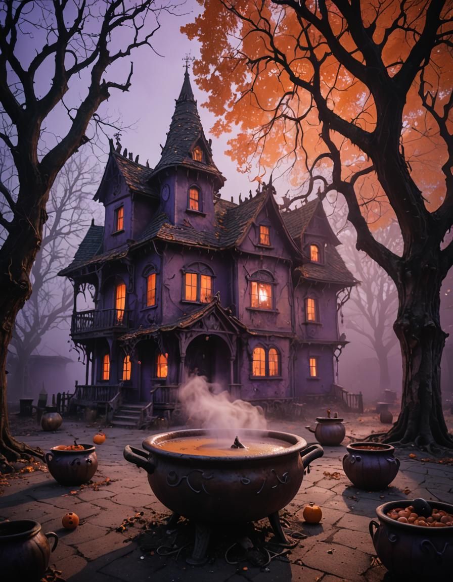 Spooky Witch Courtyard with Eyeball Cocoa