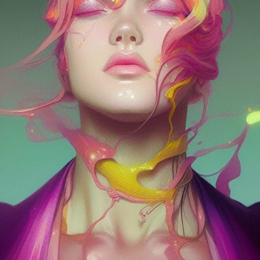 Fairy in Ocean Rain: Hyperdetailed Splash Art