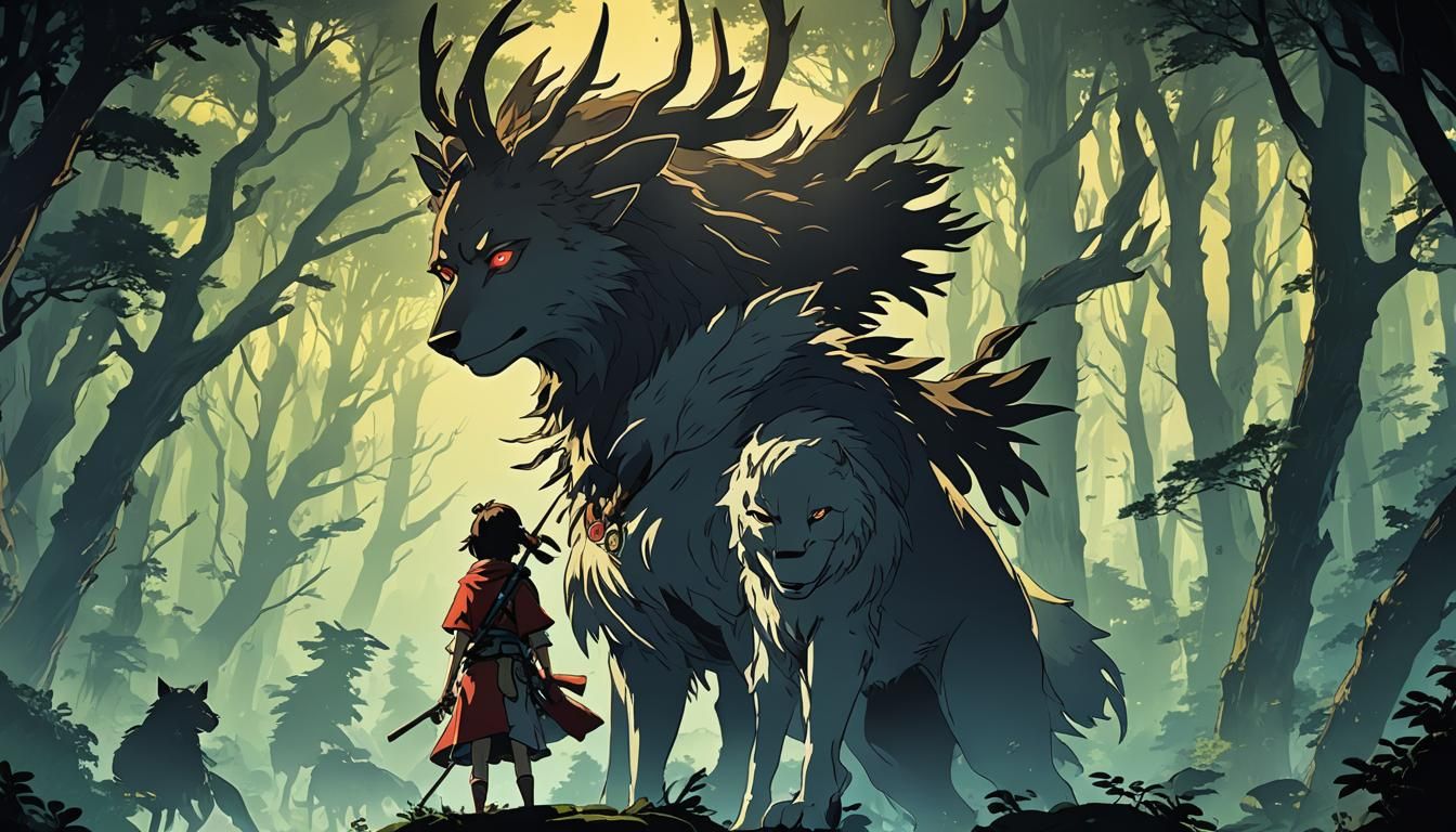 Princess Mononoke Silhouette in Anime Style
