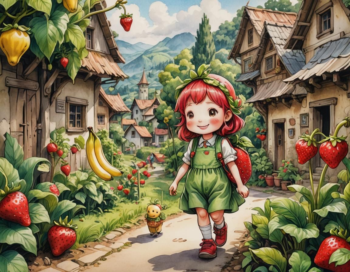 Chibi walking fruits