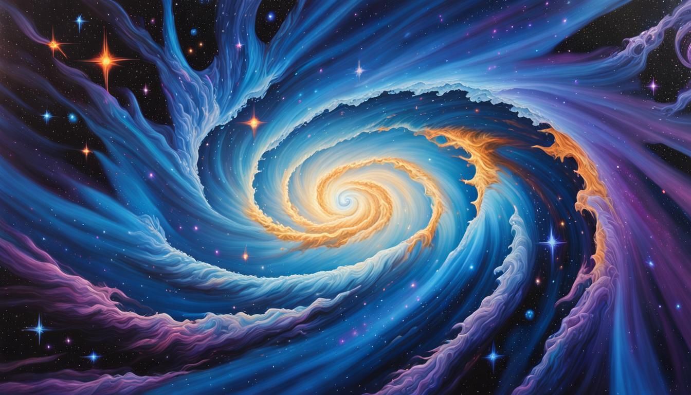 Surreal Oil Painting of Star Cluster Formation