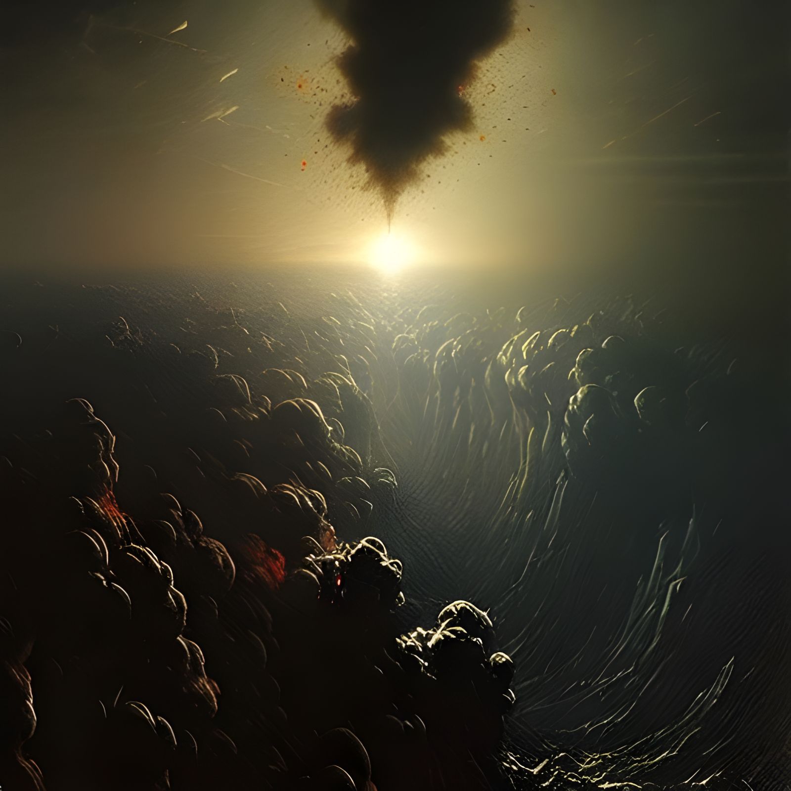 Comet Impact on Alien Planet in Doré Style