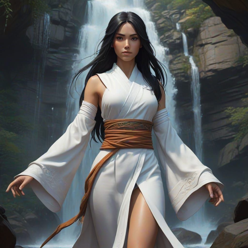 Ethereal Warrior Nun in Vibrant Golden Light