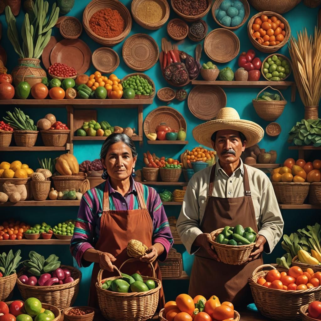 Traditional Meets Modern Harvest in Vibrant Mexican Setting
