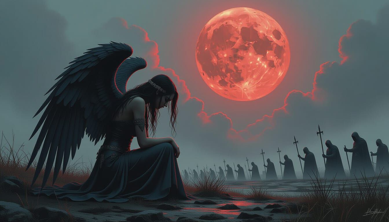 Sorrowful Angel on a Forgotten Battlefield