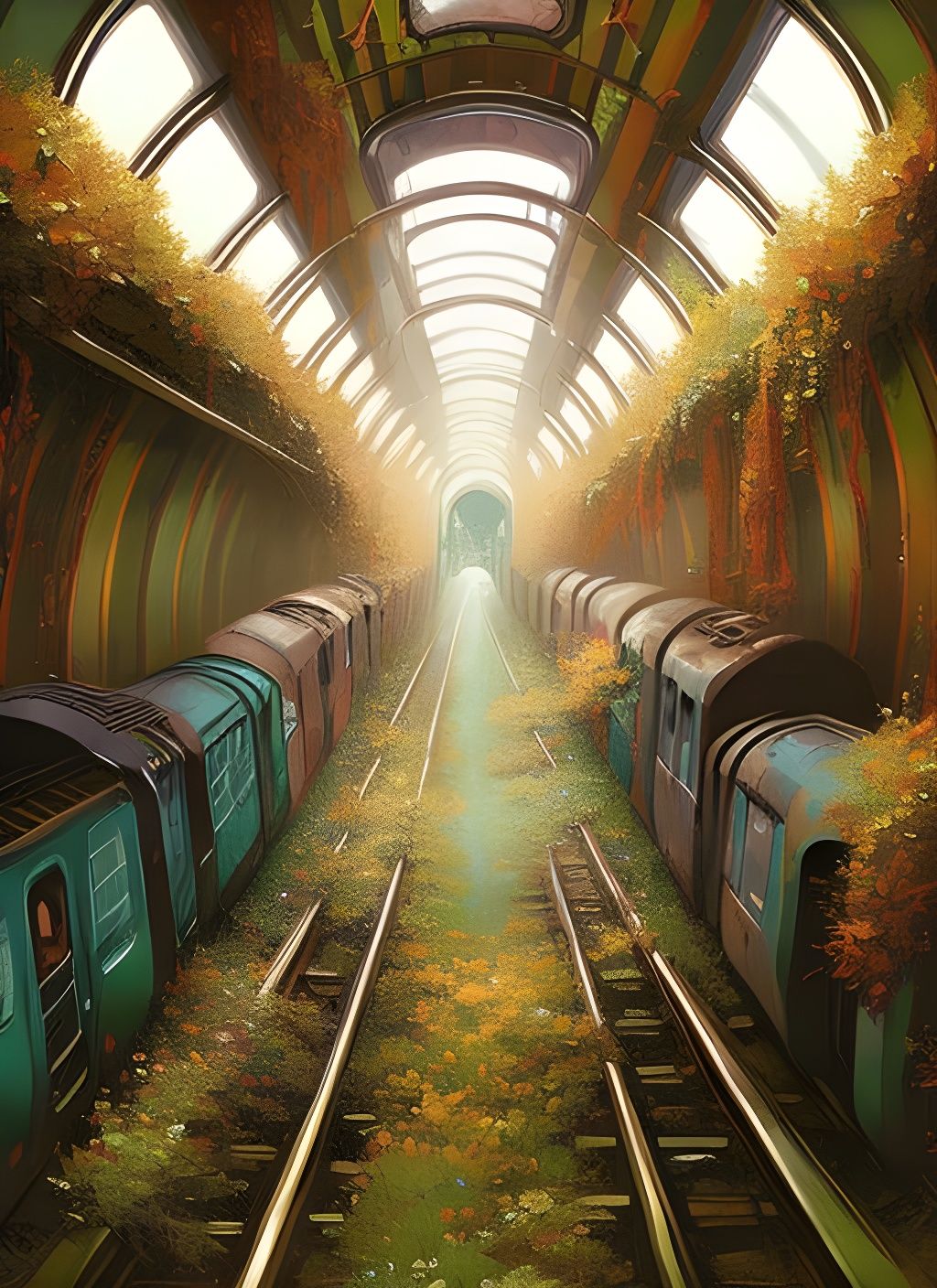 Vegetation Encroaches on Abandoned Subway Train