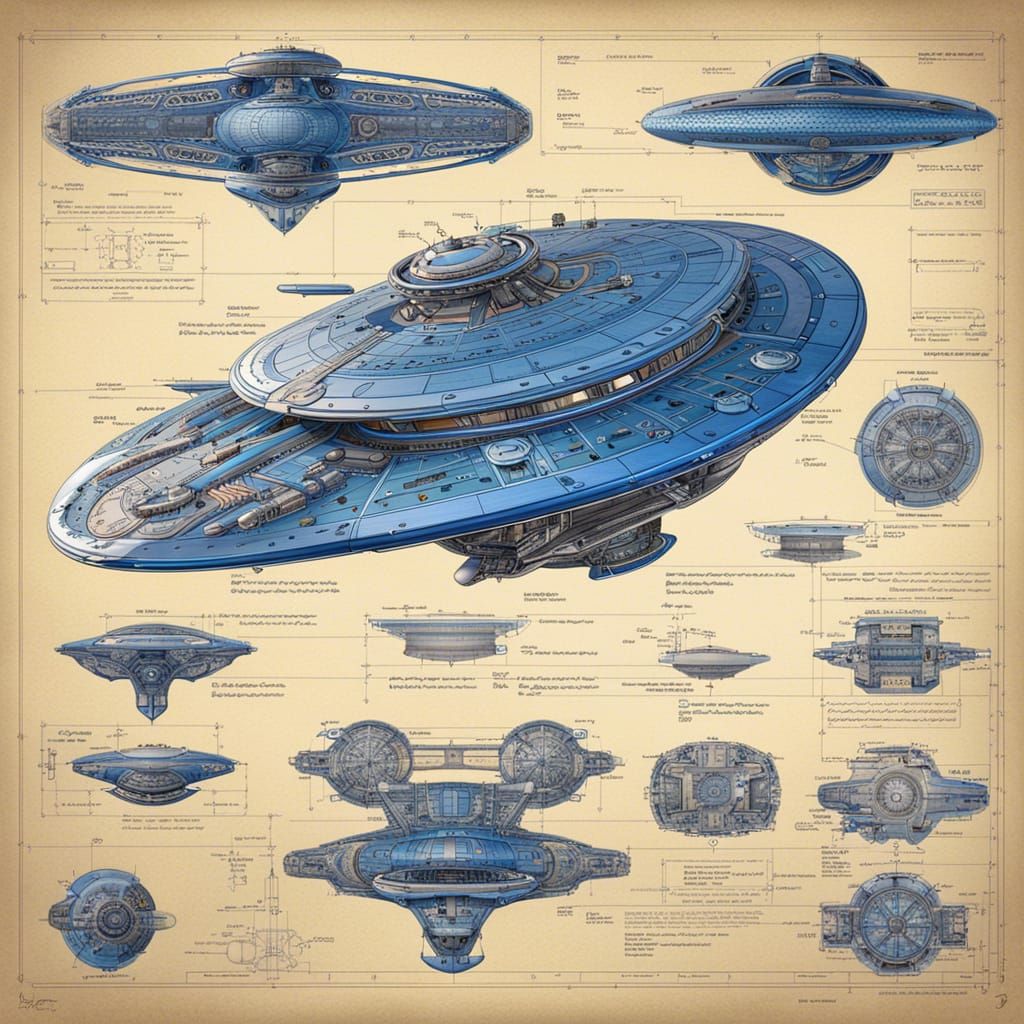 Blueprint of Starship Enterprise ship 🛸