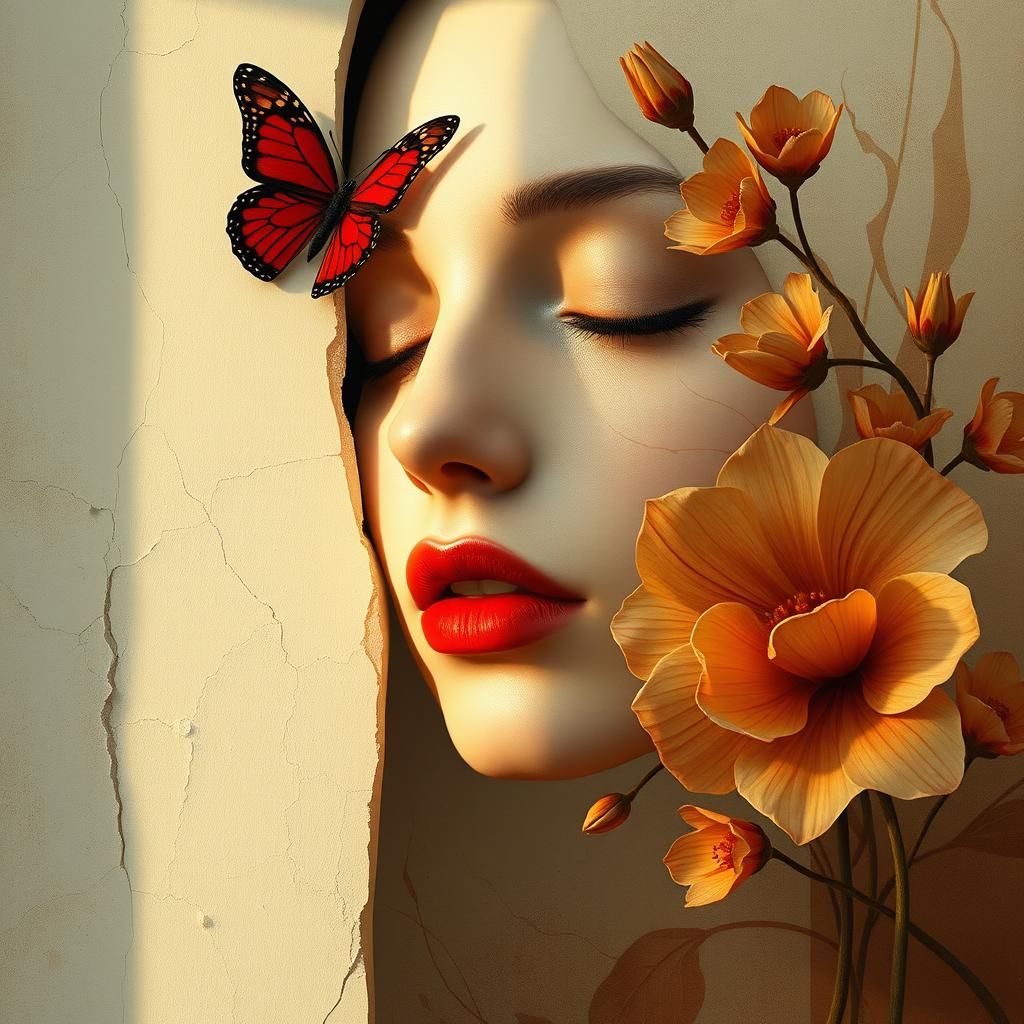 Surreal Woman with Butterfly: Digital Art on Artstation