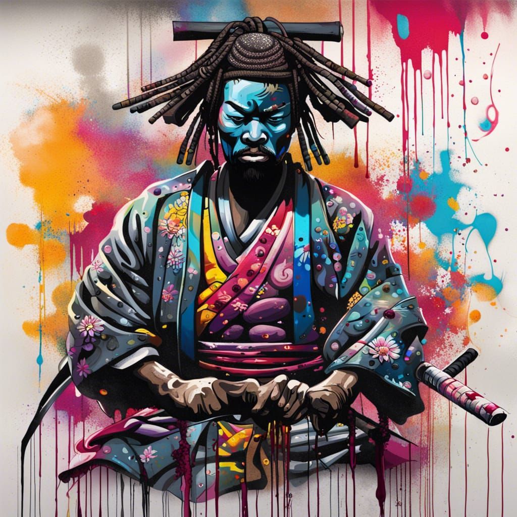 Yasuke Samurai in Graffiti Street Art Style
