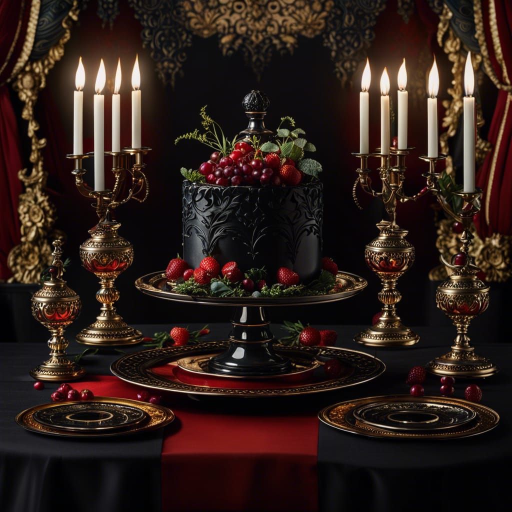 Gothic Victorian Wedding Cake Centerpiece Illustration