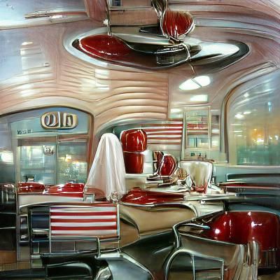 1950s Diner as Oil Painting