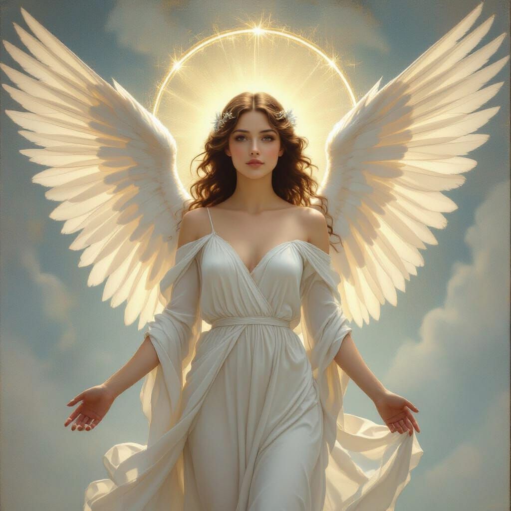 Ethereal Angel Woman in Classical Oil Painting Style