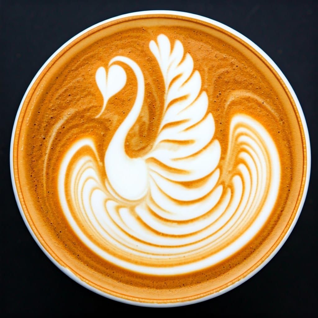 Abstract Latte Swan Art Design